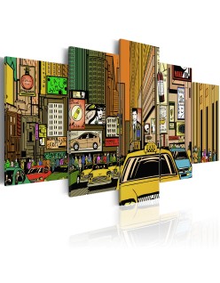 Картина - The streets of New York City in cartoons