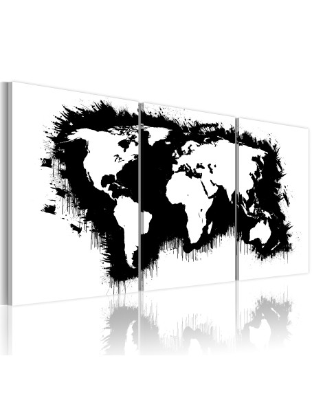 Картина - The World map in black-and-white