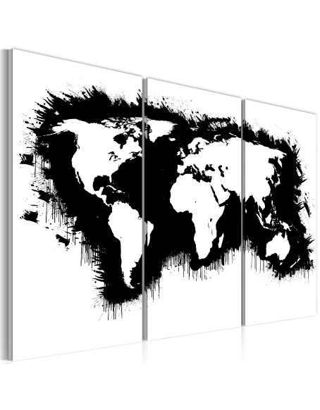 Картина - Monochromatic map of the World - triptych