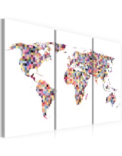 Картина - Map of the World - pixels - triptych