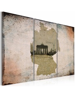 Картина - map: Germany, Brandenburg Gate - triptych