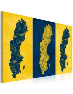 Картина - Painted map of Sweden - triptych