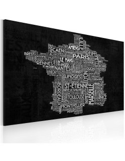 Картина - Text map of France on the black background