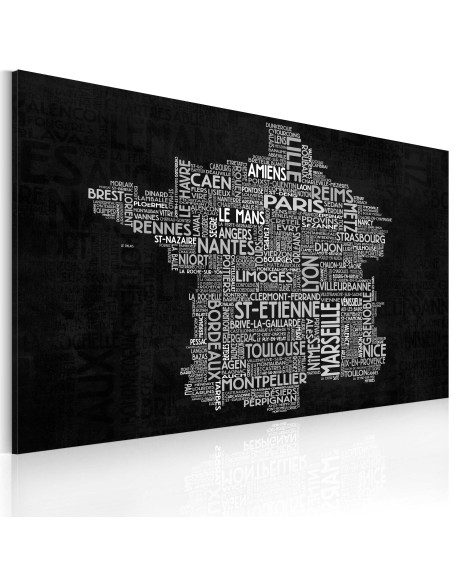 Картина - Text map of France on the black background