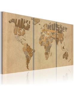 Картина - The world map in beige and brown