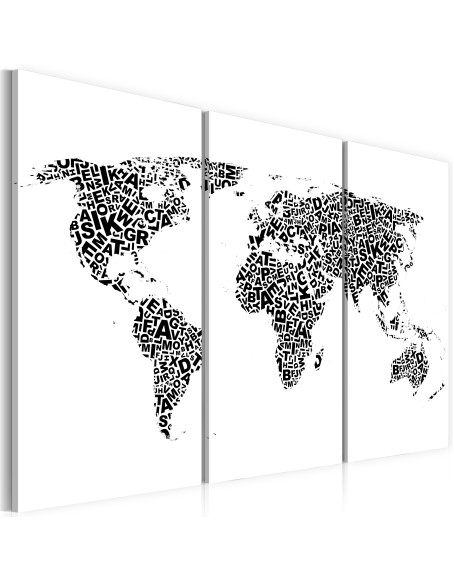 Картина - The World map - alphabet - triptych