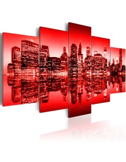 Картина - Red glow over New York - 5 pieces