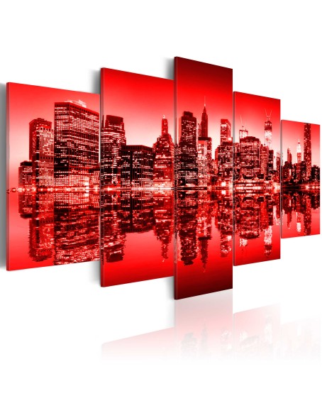 Картина - Red glow over New York - 5 pieces