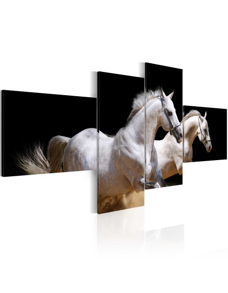 Картина - Animal world- white horses galloping