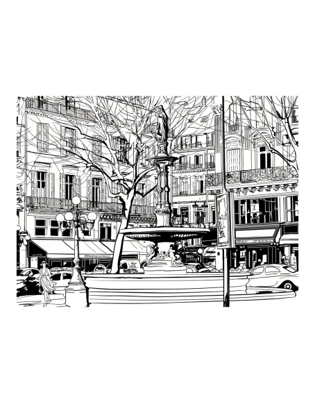 Фототапет - Sketch of parisian fountain