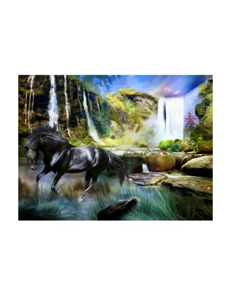 Фототапет - Horse on the background of sky-blue waterfall