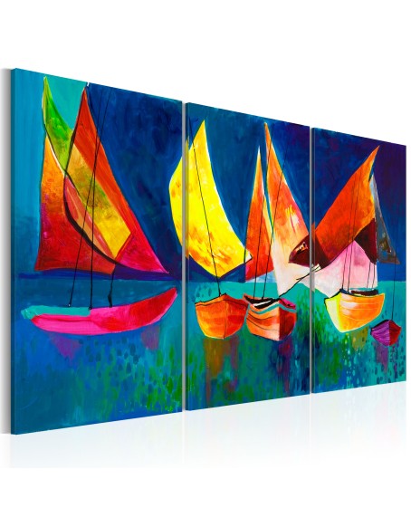 Ръчно рисувана картина - Colourful sailboats