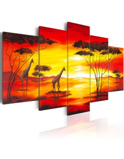 Картина - Giraffes on the background with sunset