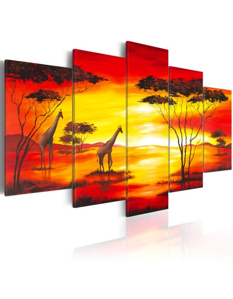 Картина - Giraffes on the background with sunset