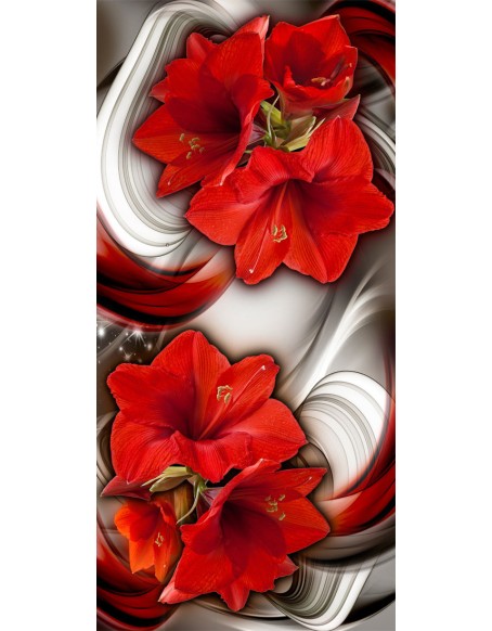 Фототапет за врата - Photo wallpaper - Abstraction and red flowers I