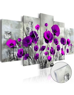 Картина върху акрилно стъкло - Meadow: Purple Poppies [Glass]