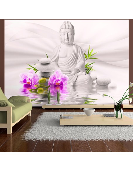 Самозалепващ фототапет - Buddha and pink orchids