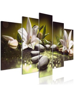 Картина - Lilies and Stones (5 Parts) Wide Green