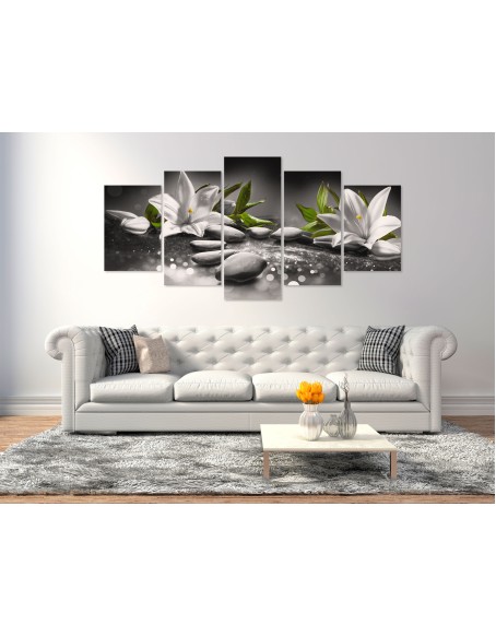 Картина - Lilies and Stones (5 Parts) Wide Grey