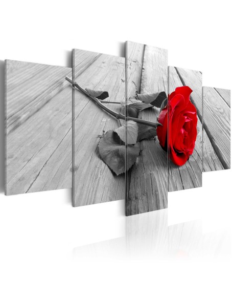 Картина - Rose on Wood (5 Parts) Wide Red