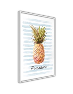 Плакат - Pineapple on Striped Background