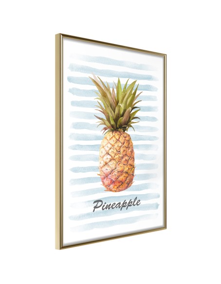 Плакат - Pineapple on Striped Background