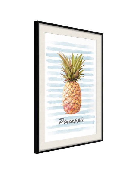 Плакат - Pineapple on Striped Background