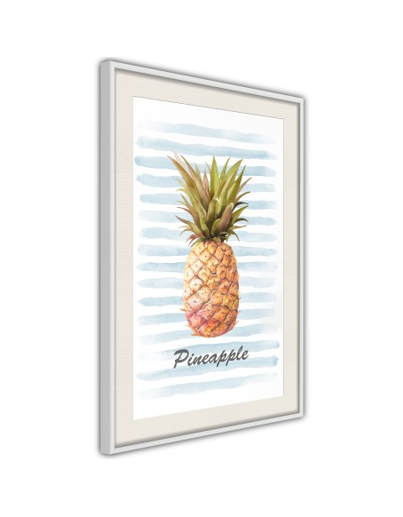 Плакат - Pineapple on Striped Background