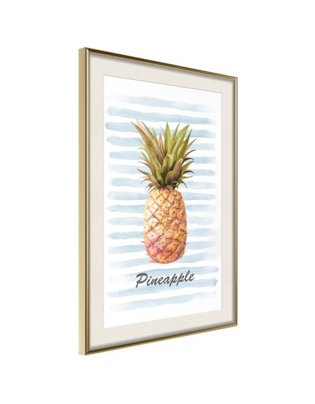 Плакат - Pineapple on Striped Background