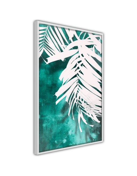 Плакат - White Palm on Teal Background