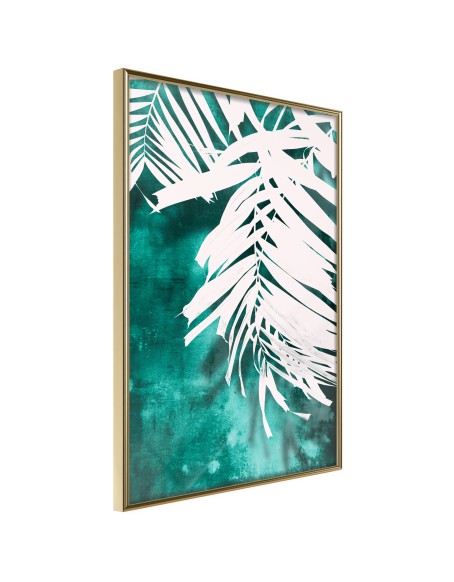 Плакат - White Palm on Teal Background