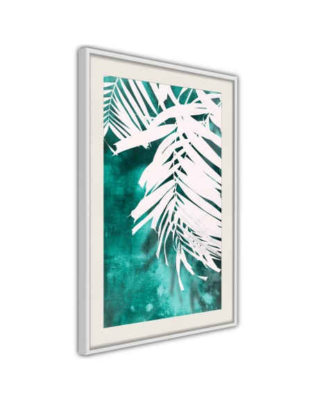 Плакат - White Palm on Teal Background