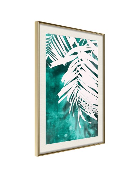 Плакат - White Palm on Teal Background