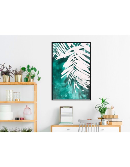 Плакат - White Palm on Teal Background