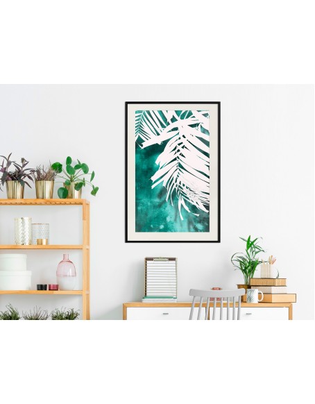 Плакат - White Palm on Teal Background