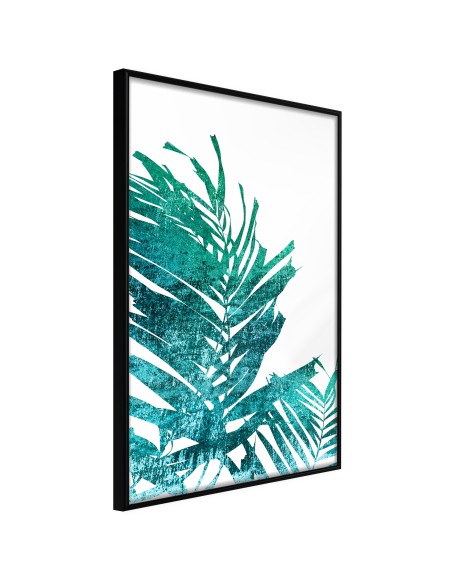 Плакат - Teal Palm on White Background