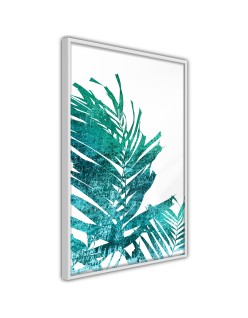 Плакат - Teal Palm on White Background