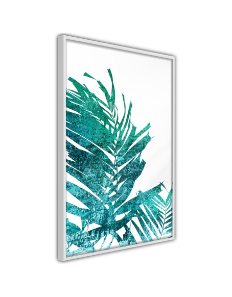 Плакат - Teal Palm on White Background