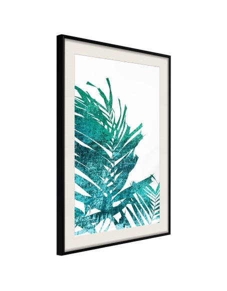 Плакат - Teal Palm on White Background