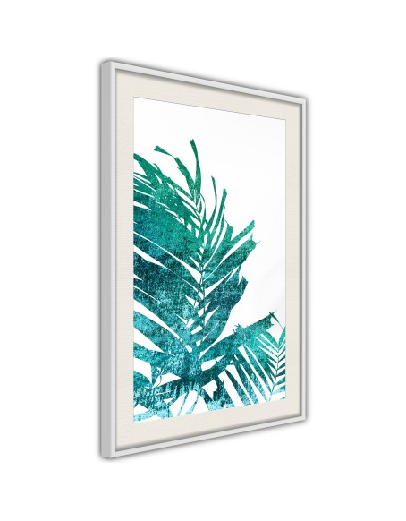 Плакат - Teal Palm on White Background