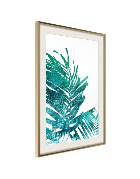 Плакат - Teal Palm on White Background