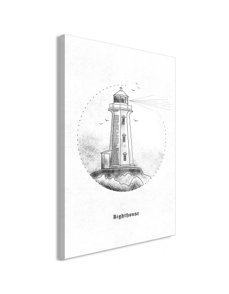 Картина - Black and White Lighthouse (1 Part) Vertical