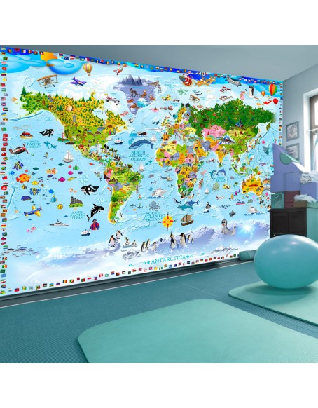 Самозалепващ фототапет - World Map for Kids