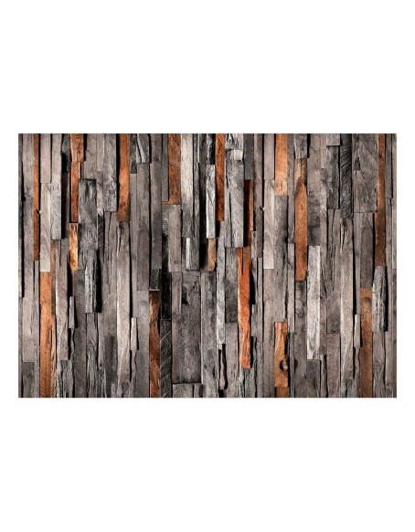 Самозалепващ фототапет - Wooden Curtain (Grey and Brown)