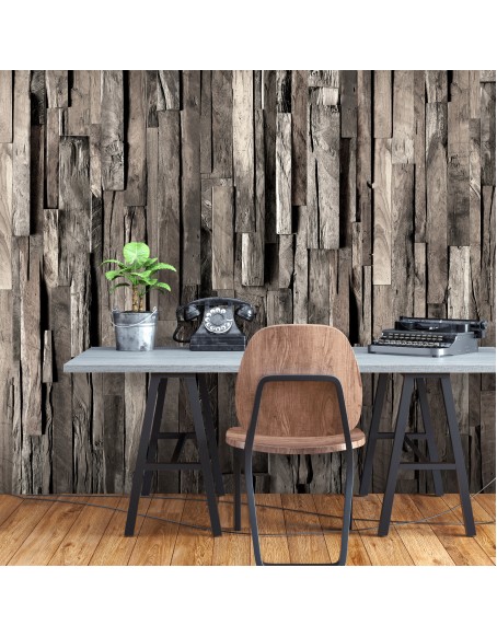 Самозалепващ фототапет - Wooden Curtain (Dark Brown)