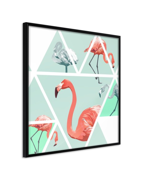 Плакат - Tropical Mosaic with Flamingos (Square)