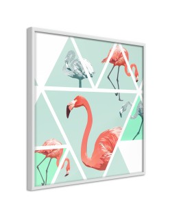 Плакат - Tropical Mosaic with Flamingos (Square)