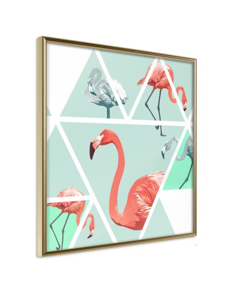 Плакат - Tropical Mosaic with Flamingos (Square)