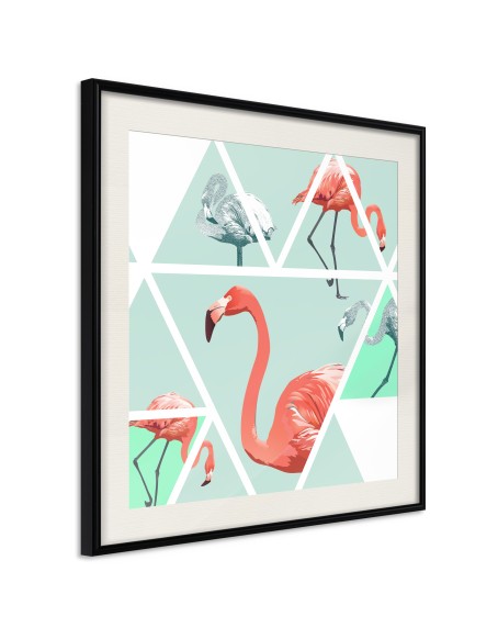 Плакат - Tropical Mosaic with Flamingos (Square)