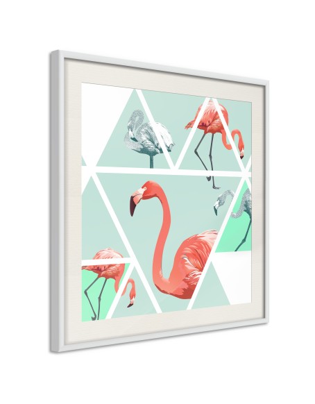 Плакат - Tropical Mosaic with Flamingos (Square)